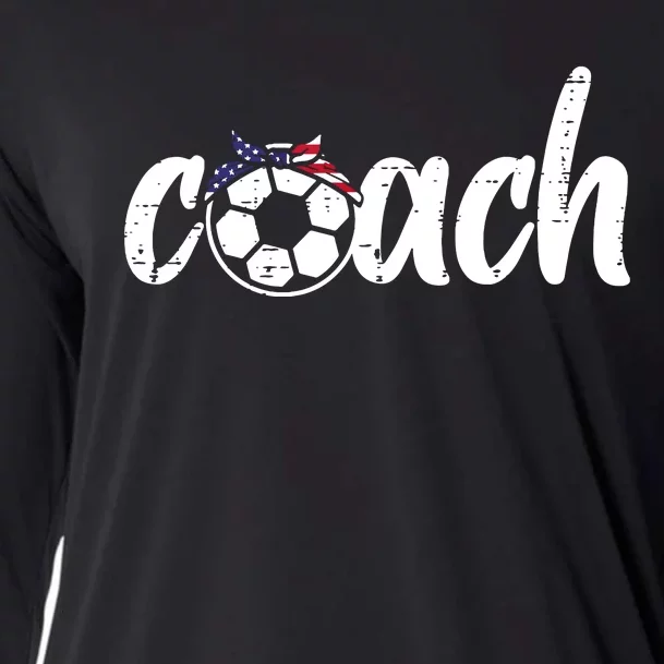 Coach Soccer American Flag Bandana Football Women Girl Mom Cooling Performance Long Sleeve Crew