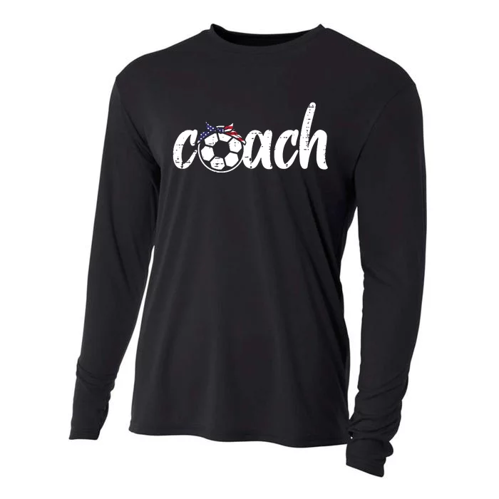 Coach Soccer American Flag Bandana Football Women Girl Mom Cooling Performance Long Sleeve Crew