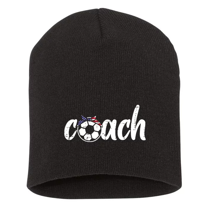 Coach Soccer American Flag Bandana Football Women Girl Mom Short Acrylic Beanie