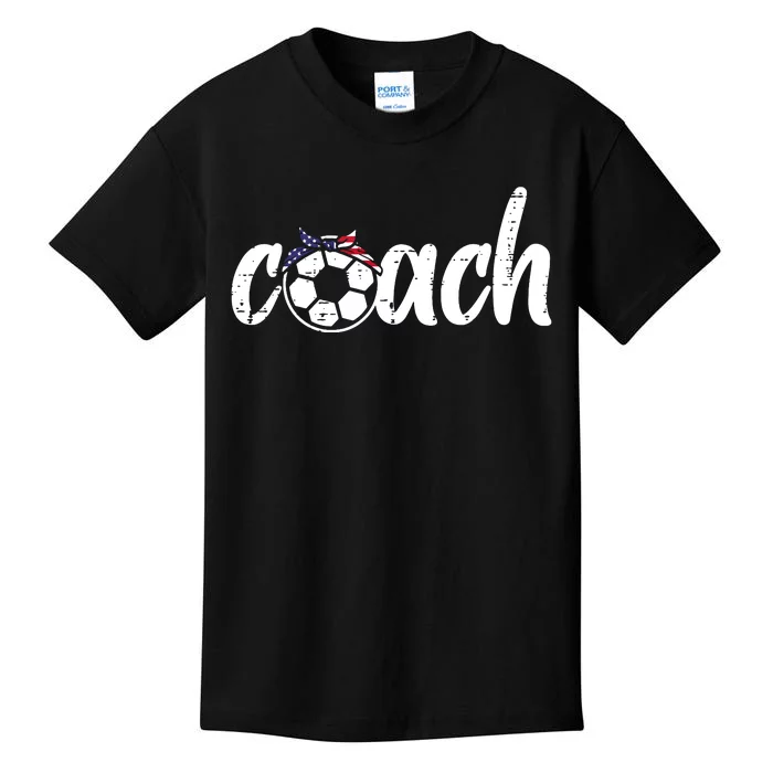 Coach Soccer American Flag Bandana Football Women Girl Mom Kids T-Shirt