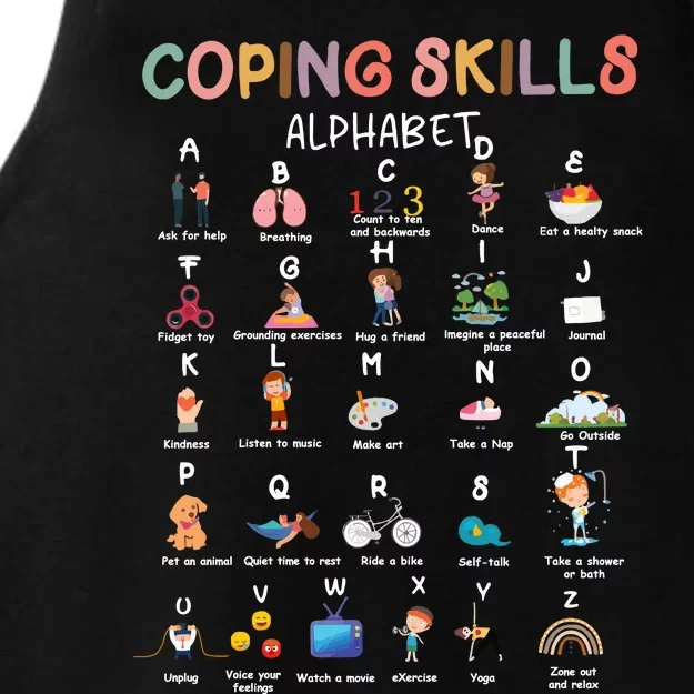 Coping Skills Alphabet School Counselor Ladies Tri-Blend Wicking Tank