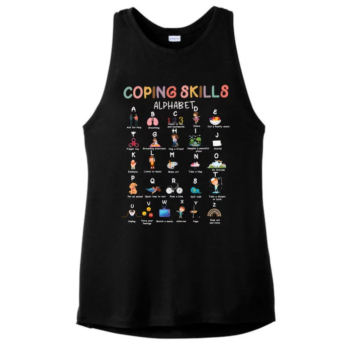 Coping Skills Alphabet School Counselor Ladies Tri-Blend Wicking Tank