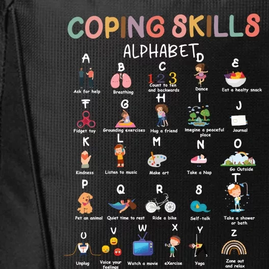 Coping Skills Alphabet School Counselor City Backpack