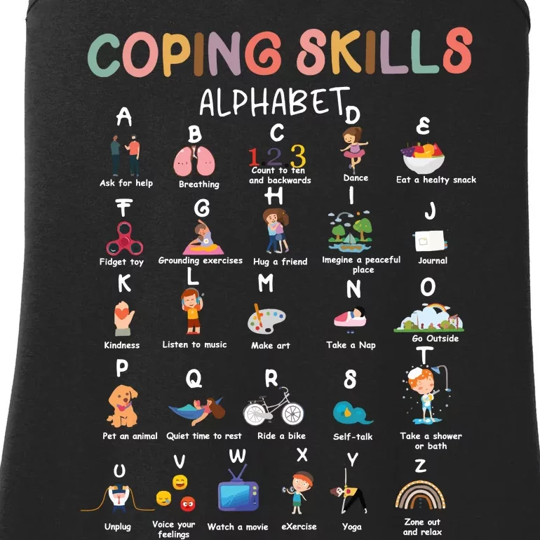 Coping Skills Alphabet School Counselor Ladies Essential Tank