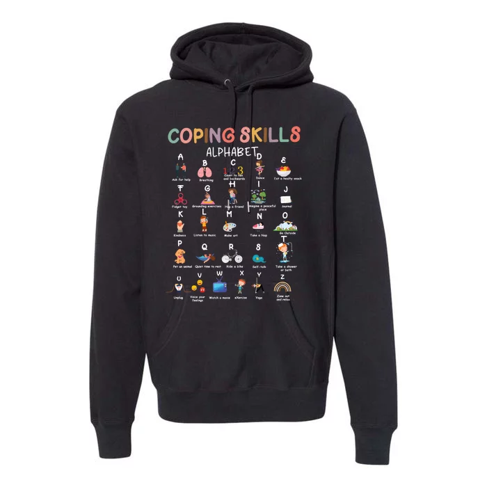 Coping Skills Alphabet School Counselor Premium Hoodie