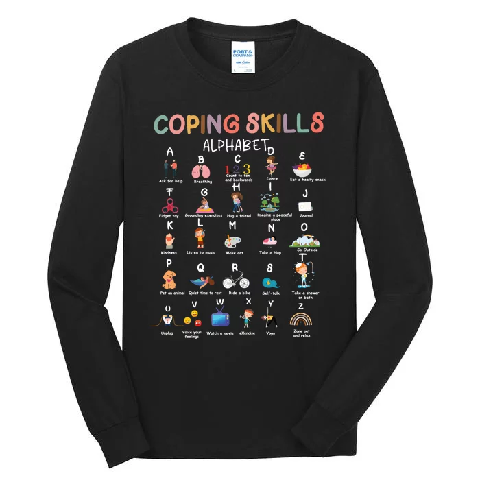 Coping Skills Alphabet School Counselor Tall Long Sleeve T-Shirt