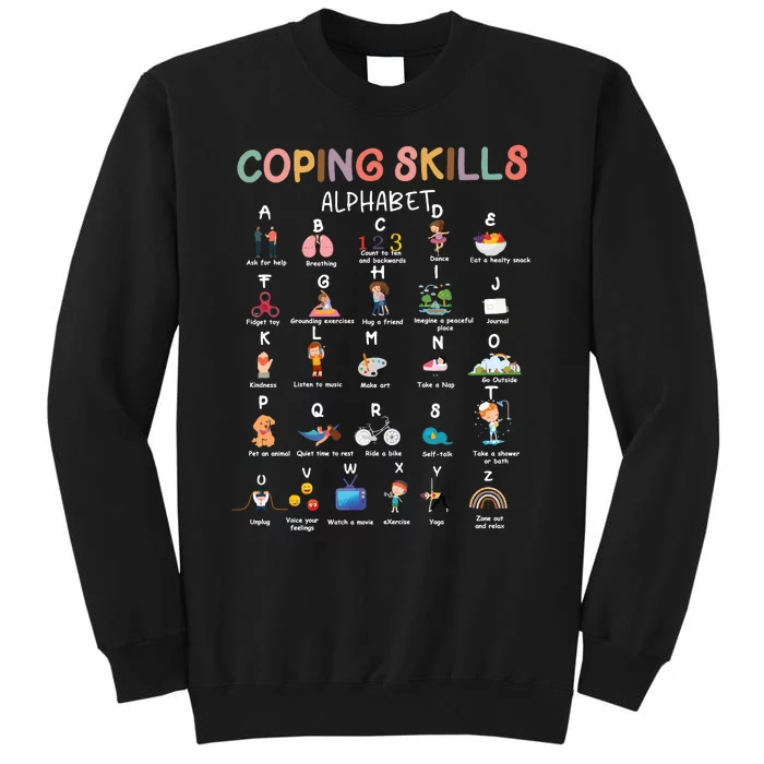 Coping Skills Alphabet School Counselor Tall Sweatshirt