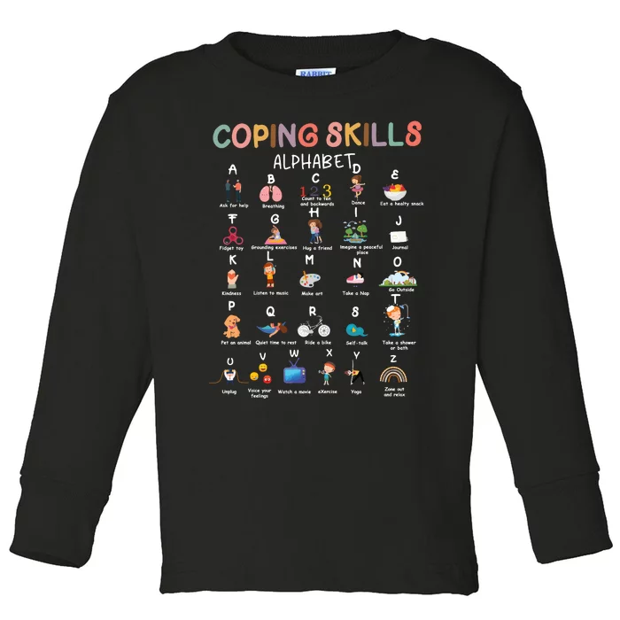 Coping Skills Alphabet School Counselor Toddler Long Sleeve Shirt