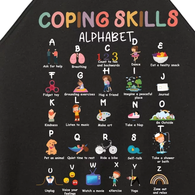 Coping Skills Alphabet School Counselor Women’s Perfect Tri Rocker Tank