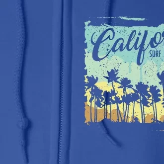 California Surfing Beach Summer Full Zip Hoodie