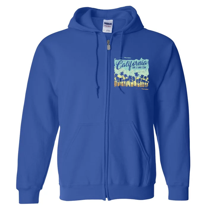 California Surfing Beach Summer Full Zip Hoodie