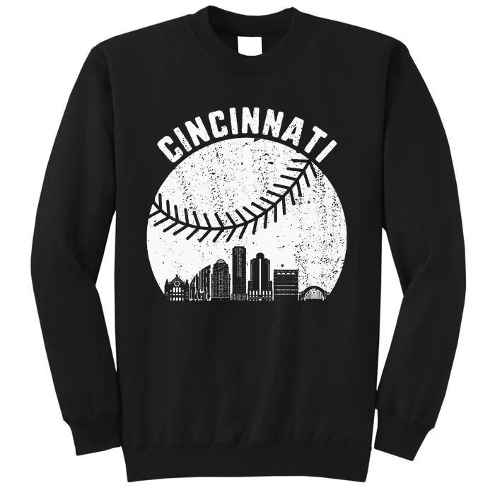 Cincinnati Skyline Baseball Vintage Cincinnati OH Baseball Sweatshirt