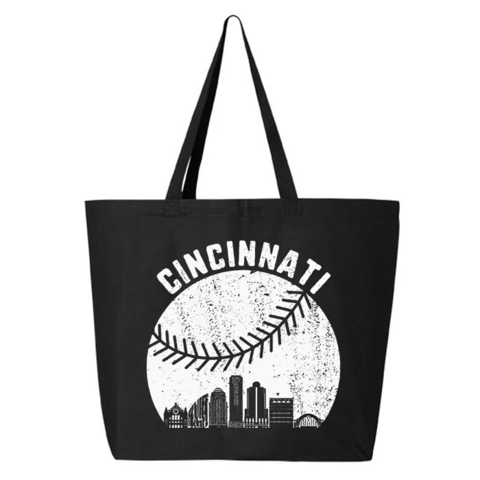 Cincinnati Skyline Baseball Vintage Cincinnati OH Baseball 25L Jumbo Tote