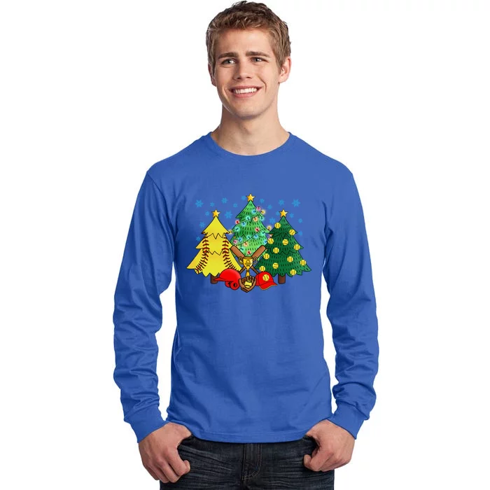 Christmas Softball Ball Christmas Tree Xmas Catcher Pitcher Cute Gift Tall Long Sleeve T-Shirt