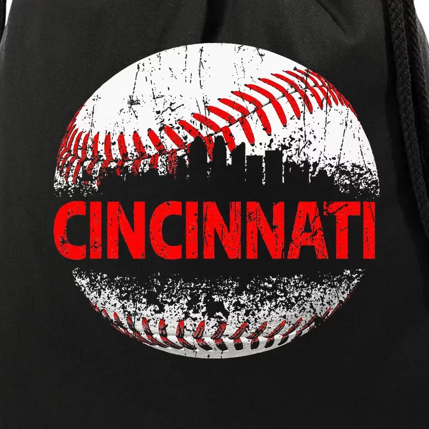 Cincinnati Souvenir Baseball City Downtown I Love Cincinnati Drawstring Bag