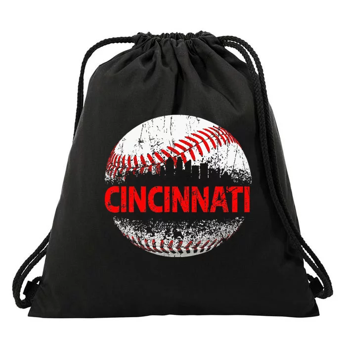 Cincinnati Souvenir Baseball City Downtown I Love Cincinnati Drawstring Bag