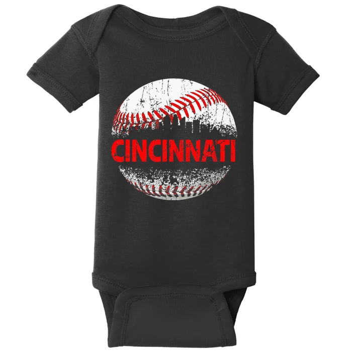 Cincinnati Souvenir Baseball City Downtown I Love Cincinnati Baby Bodysuit