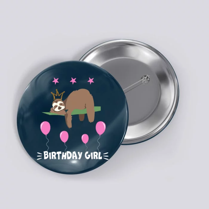 Cute Sloth Balloons Birthday Party Animal Button