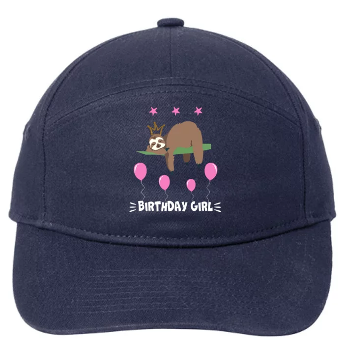 Cute Sloth Balloons Birthday Party Animal 7-Panel Snapback Hat