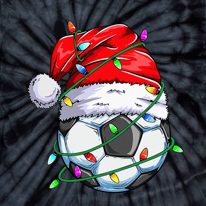 Christmas Soccer Ball Team Santa Sports Xmas Tie-Dye T-Shirt