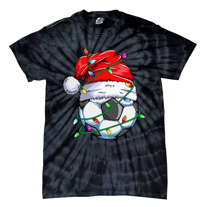 Christmas Soccer Ball Team Santa Sports Xmas Tie-Dye T-Shirt