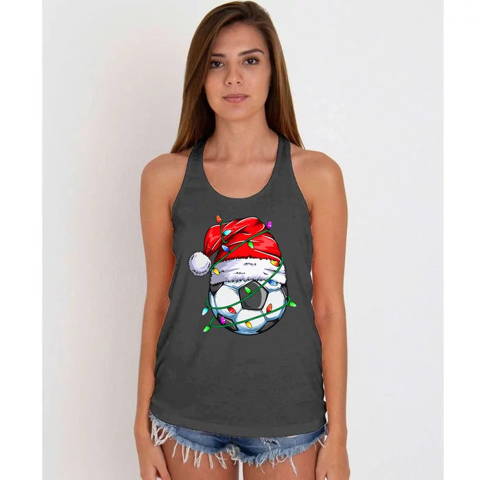 Christmas Soccer Ball Team Santa Sports Xmas Women's Knotted Racerback Tank