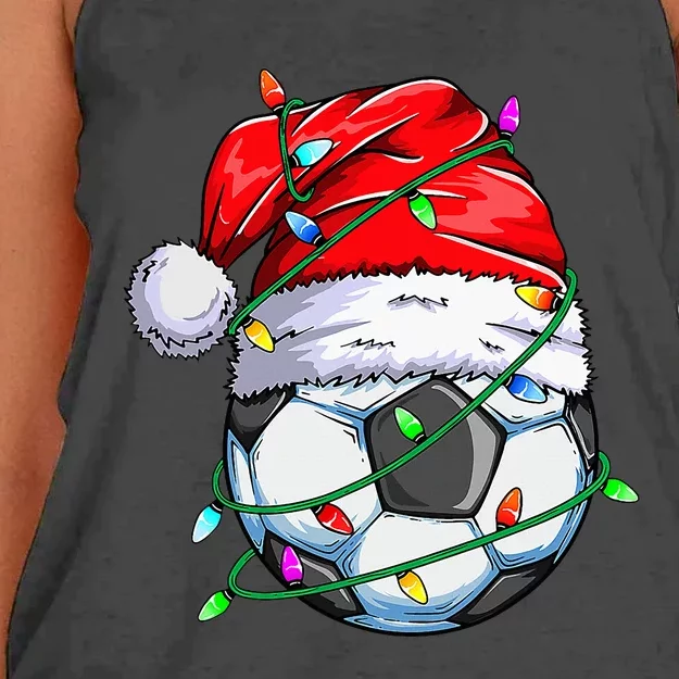 Christmas Soccer Ball Team Santa Sports Xmas Women's Knotted Racerback Tank