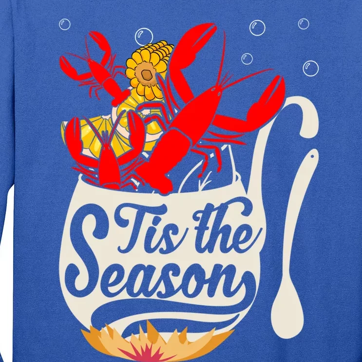 Crawfish Season Boil Funny Crayfish Eating Lobster Gift Tall Long Sleeve T-Shirt