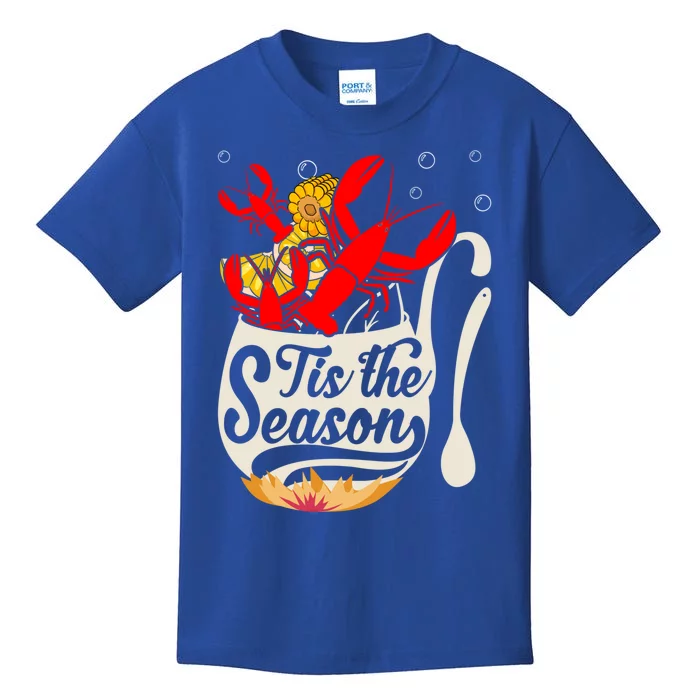 Crawfish Season Boil Funny Crayfish Eating Lobster Gift Kids T-Shirt