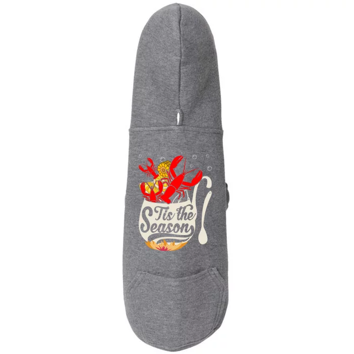 Crawfish Season Boil Funny Crayfish Eating Lobster Gift Doggie 3-End Fleece Hoodie