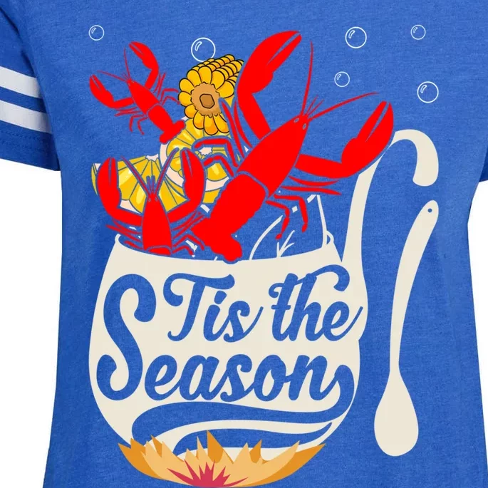 Crawfish Season Boil Funny Crayfish Eating Lobster Gift Enza Ladies Jersey Football T-Shirt