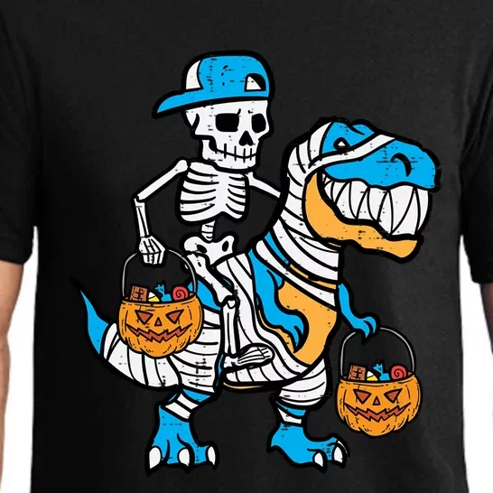 Cool Skeleton Blue Cap Dino Halloween Teen Gift Pajama Set