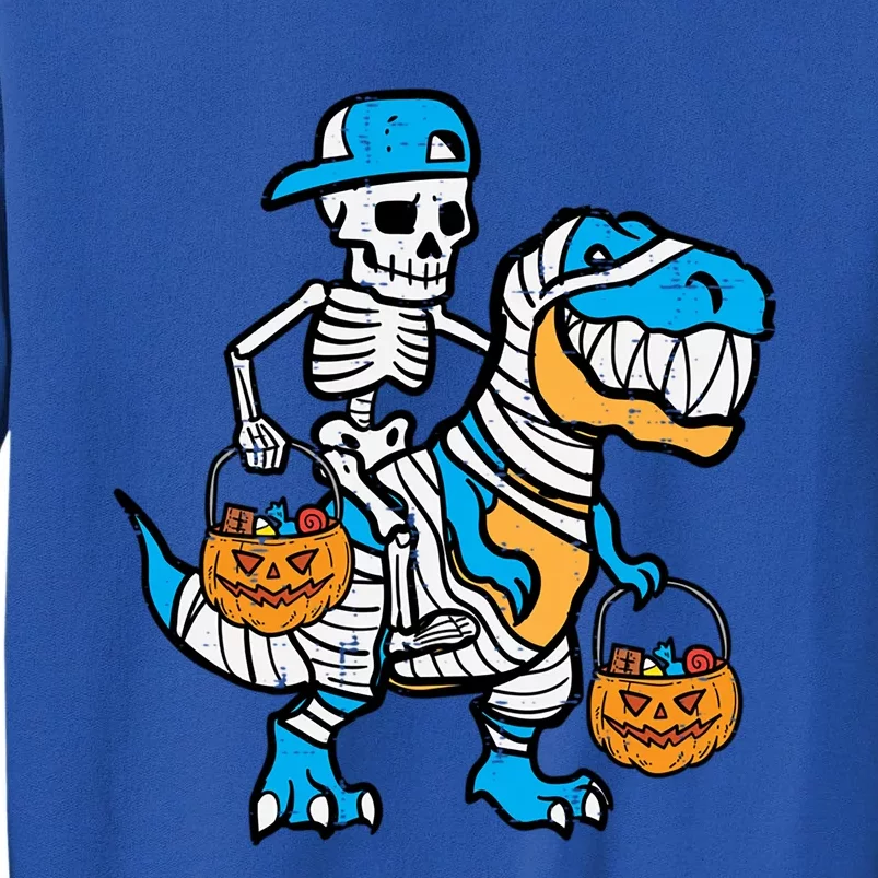 Cool Skeleton Blue Cap Dino Halloween Teen Gift Sweatshirt