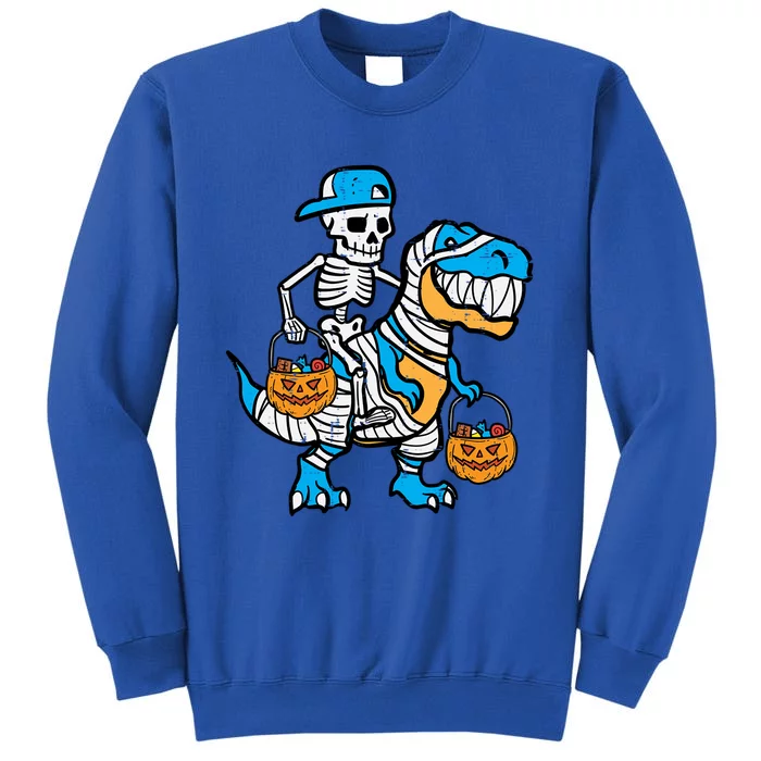 Cool Skeleton Blue Cap Dino Halloween Teen Gift Sweatshirt