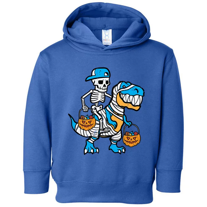 Cool Skeleton Blue Cap Dino Halloween Teen Gift Toddler Hoodie