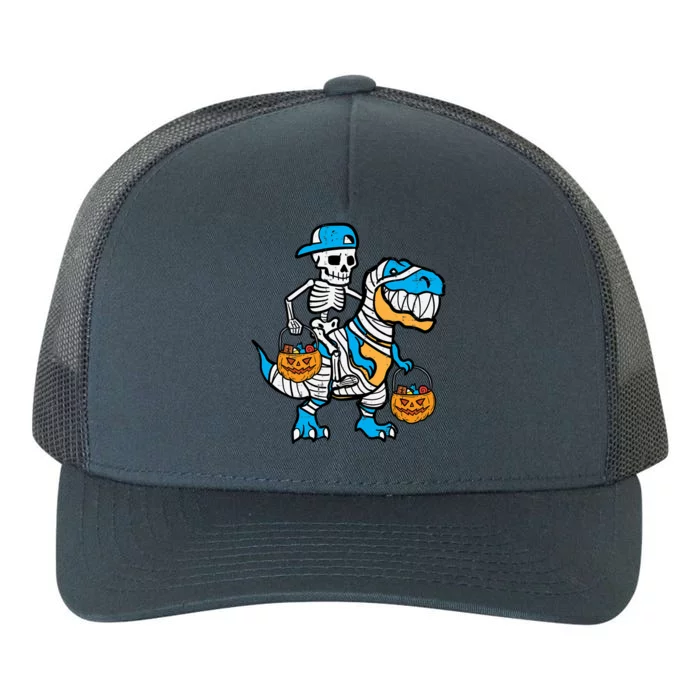 Cool Skeleton Blue Cap Dino Halloween Teen Gift Yupoong Adult 5-Panel Trucker Hat