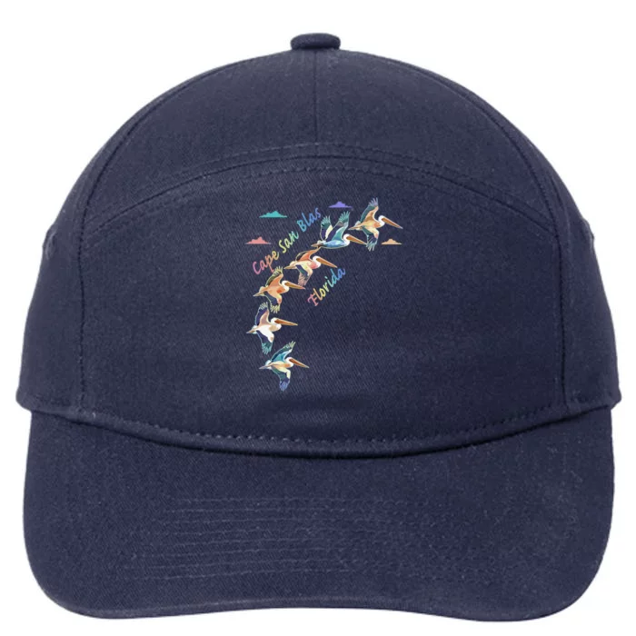 Cape San Blas Florida Colorful Tiedye Pelican Lover 7-Panel Snapback Hat