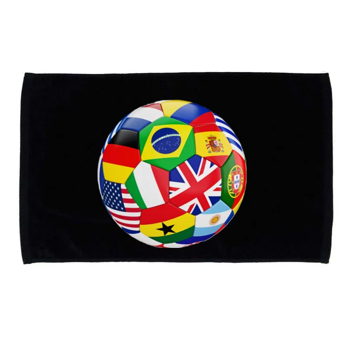 Cool Soccer Ball With World Flags Microfiber Hand Towel