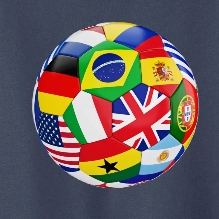 Cool Soccer Ball With World Flags Toddler T-Shirt