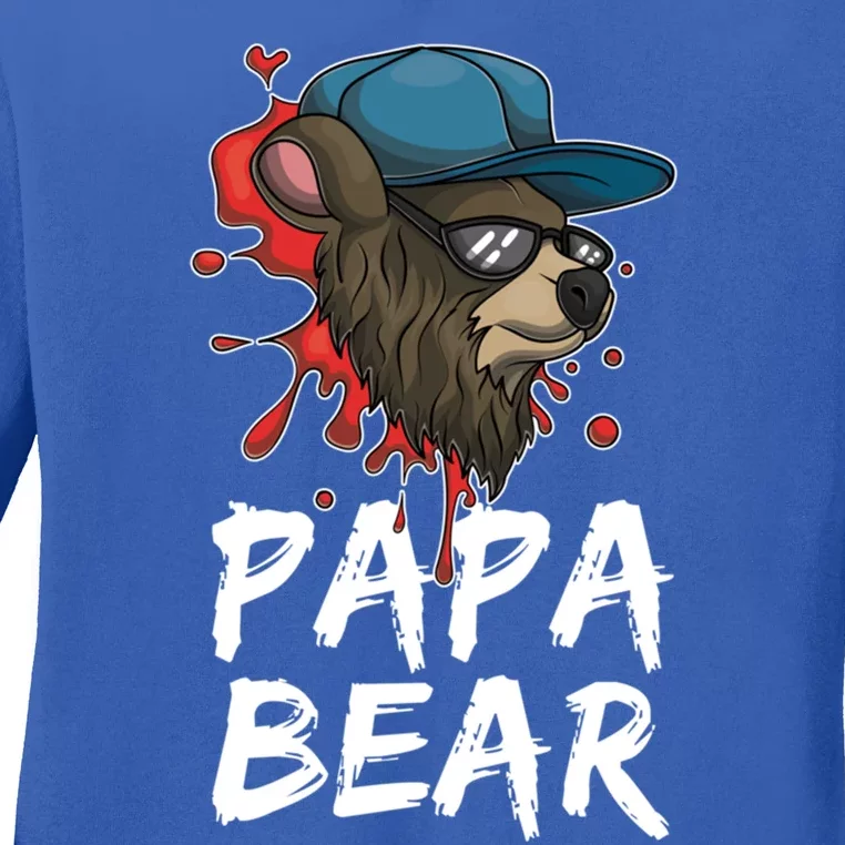 Cool Sunglasses Bear Daddy Animal Family Dad Papa Bear Gift Ladies Long Sleeve Shirt