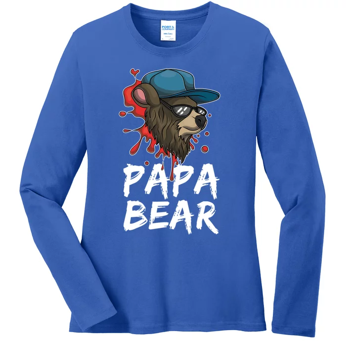 Cool Sunglasses Bear Daddy Animal Family Dad Papa Bear Gift Ladies Long Sleeve Shirt