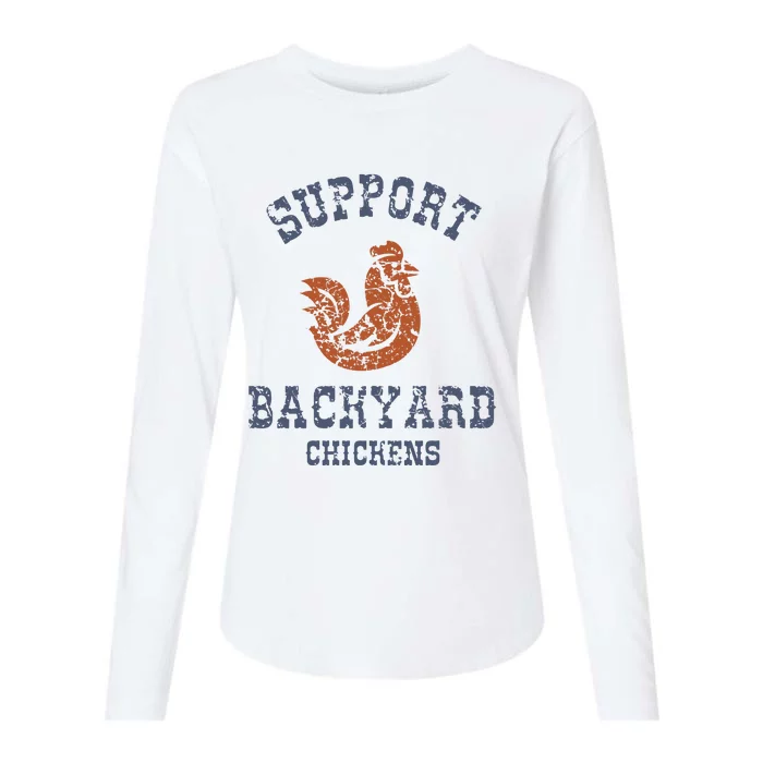 Chicken Support Backyard Casual Chicken Farming Womens Cotton Relaxed Long Sleeve T-Shirt