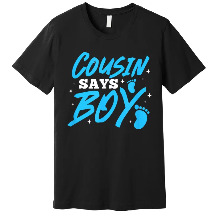 Cousin Says Boy Gender Reveal Team Boy Pregnancy Cousins Premium T-Shirt