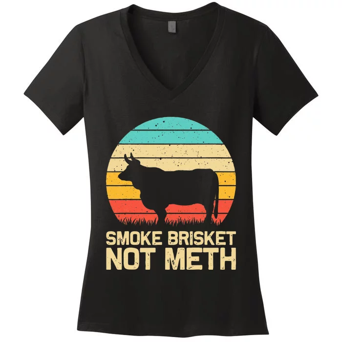 Cool Smoke Brisket Not Meth Funny Grilling Gift Men Women Women's V-Neck T-Shirt