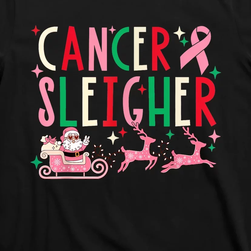 Cancer Sleigher Breast Cancer Awareness Pink Ribbon T-Shirt