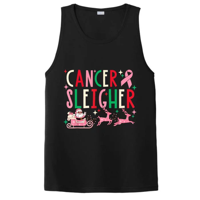 Cancer Sleigher Breast Cancer Awareness Pink Ribbon Performance Tank