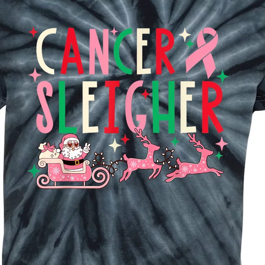 Cancer Sleigher Breast Cancer Awareness Pink Ribbon Kids Tie-Dye T-Shirt