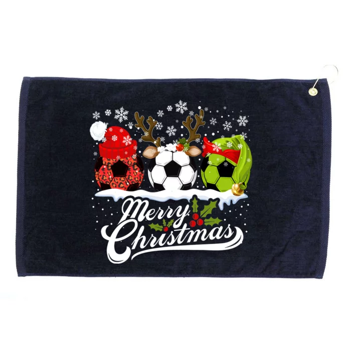 Christmas Soccer Ball Santa Hat Elf Reindeer Funny Xmas Gift Grommeted Golf Towel