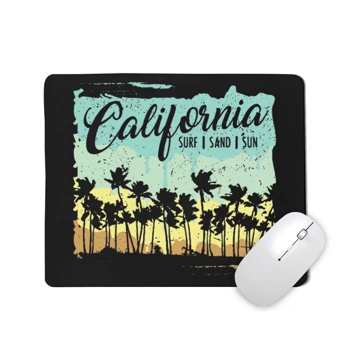 California Surfing Beach Summer Vintage Retro Surf Gift Mousepad