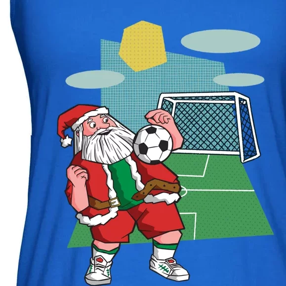 Christmas Soccer Ball Santa Hat Funny Sport Xmas Boys Gift Ladies Essential Flowy Tank